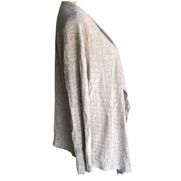 Eileen Fisher Waterfall Cardigan Linen Neutral Large - Picture 2 of 9